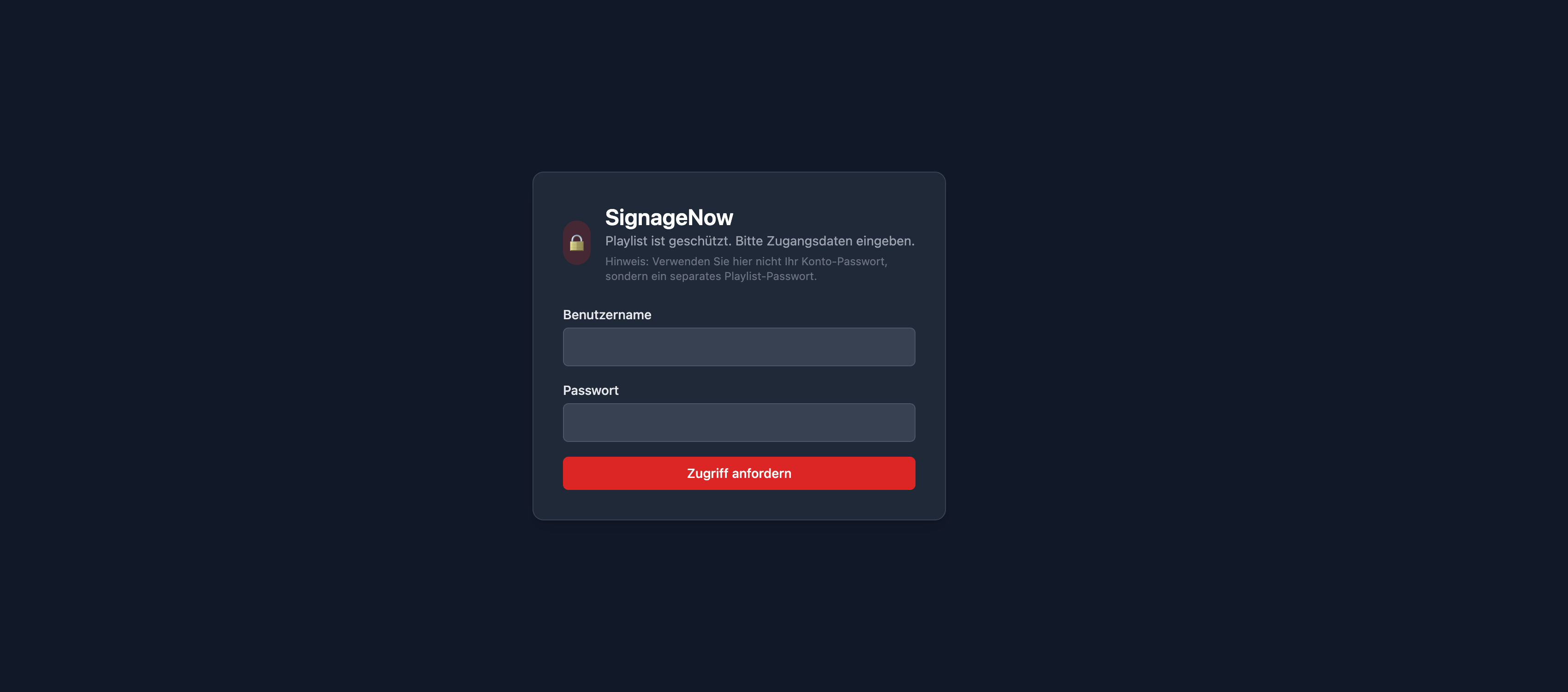 Sichere Playlists dank Passwortschutz bei SignageNow