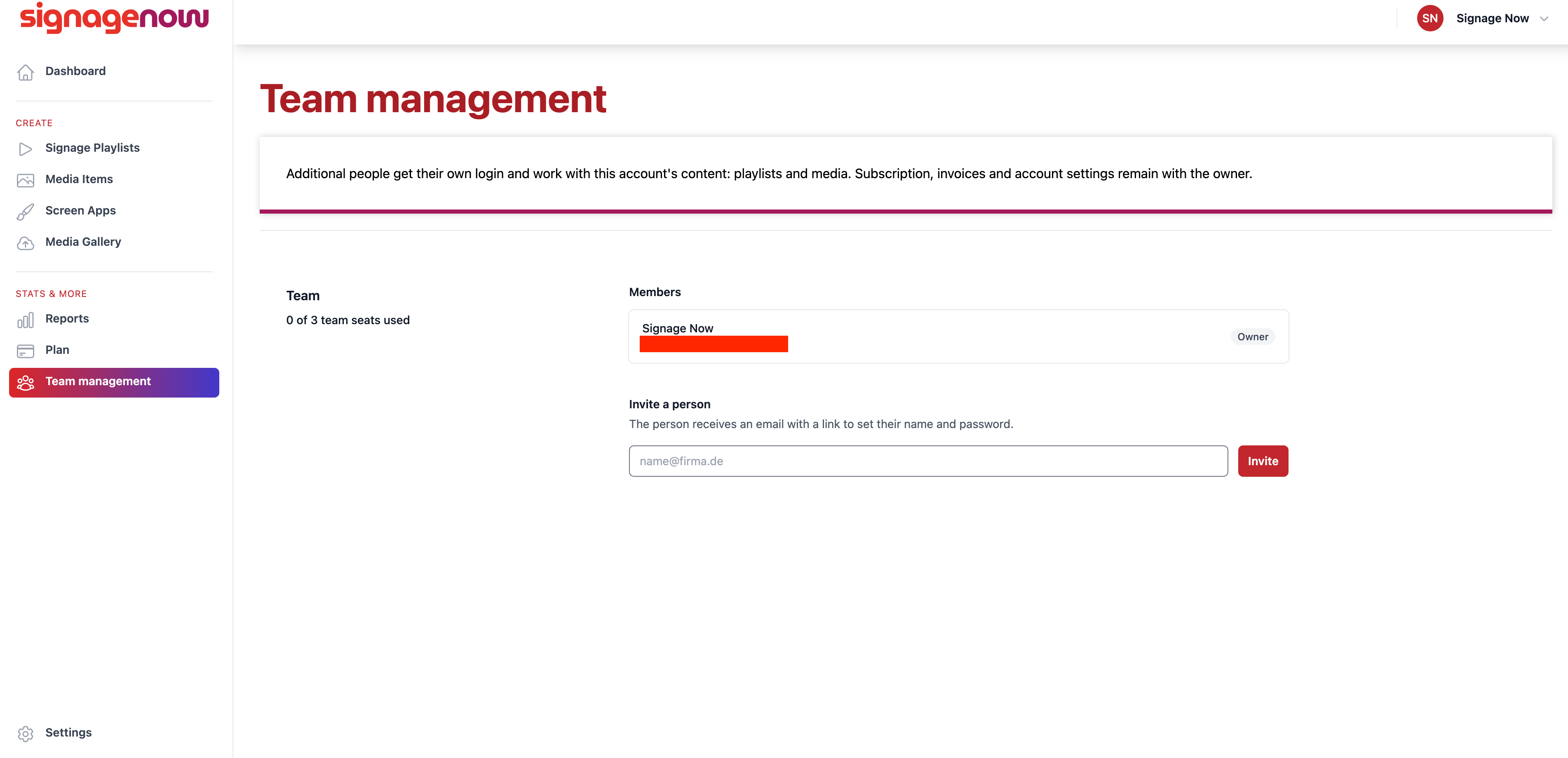 Use user roles and manage your team quickly and easily in the SignageNow digital signage cloud software