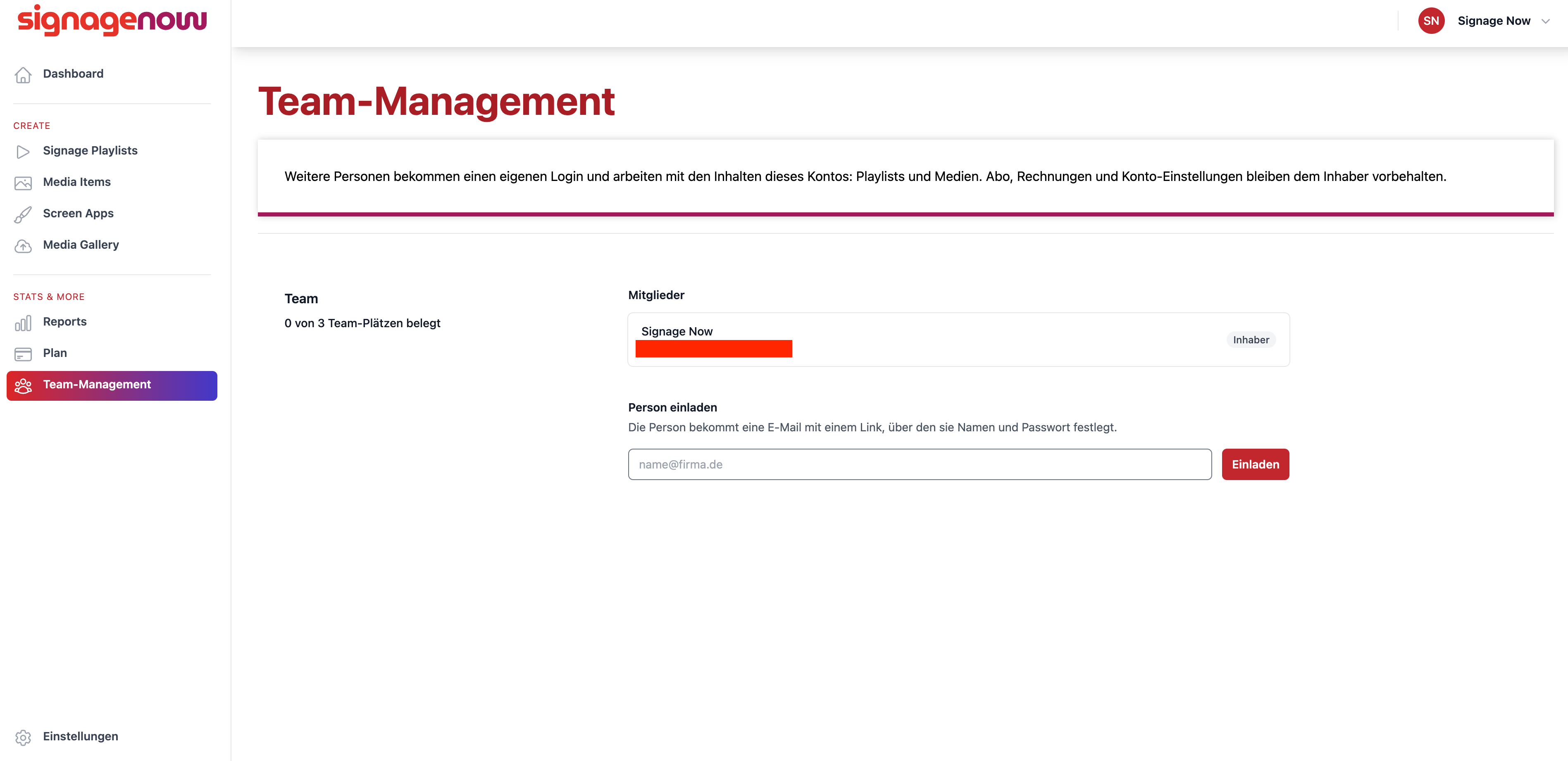 Nutze Benutzerrollen und verwalte dein Team einfach & schnell in der Digital Signage Cloud Software SignageNow