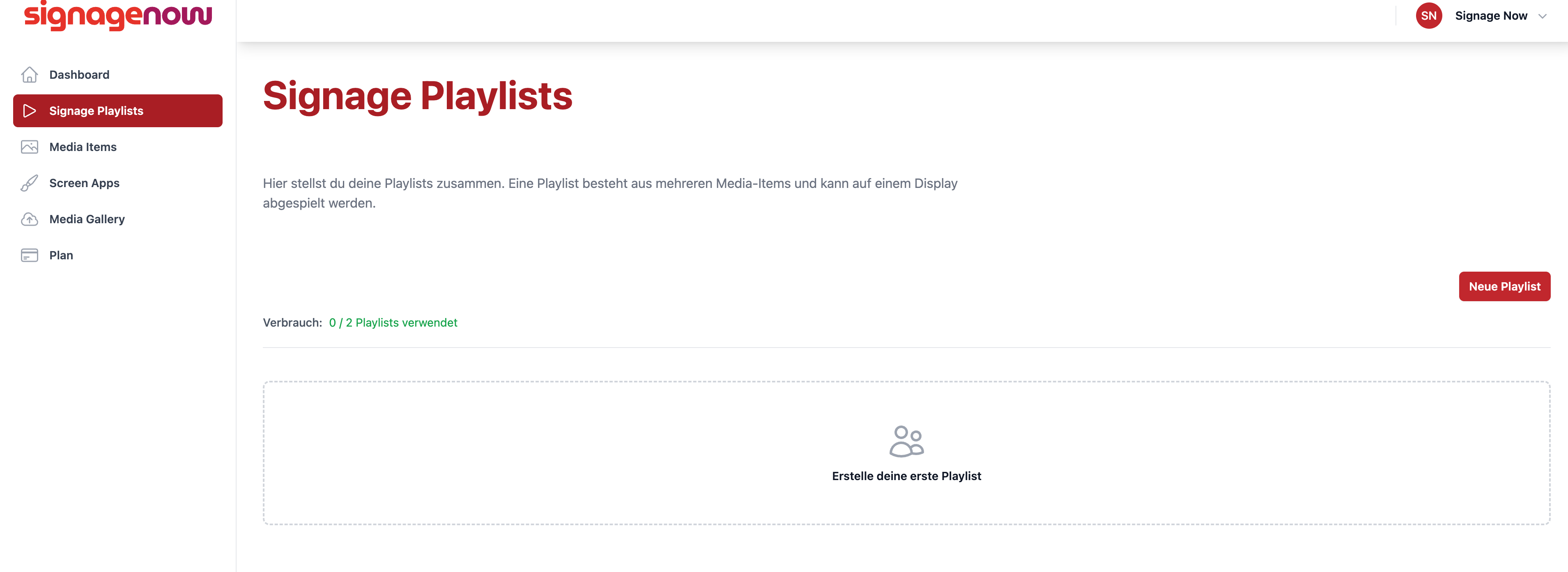 Digital Signage Playlist in Cloud Software SignageNow erstellen