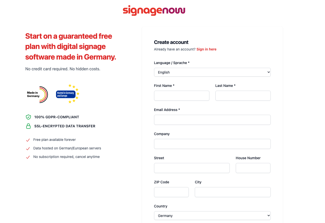 SignageNow is a free waiting room tv software from Germany