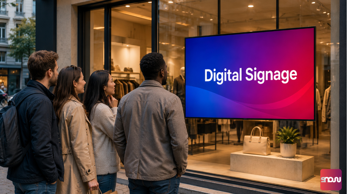 SignageNow is a free digital storefront tv software from Germany