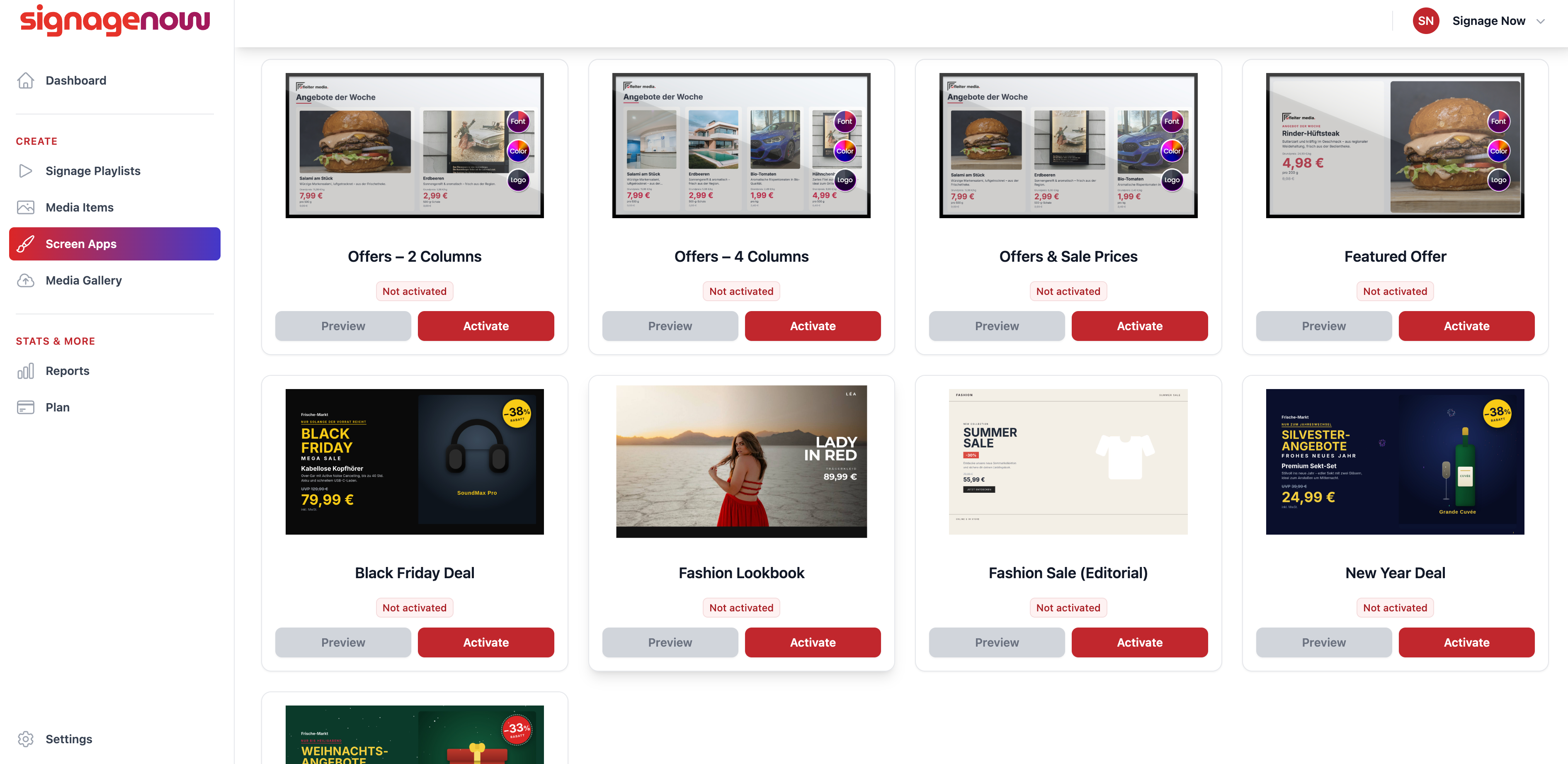 Use free templates for digital signage with the cloud software SignageNow and a Fire TV Stick