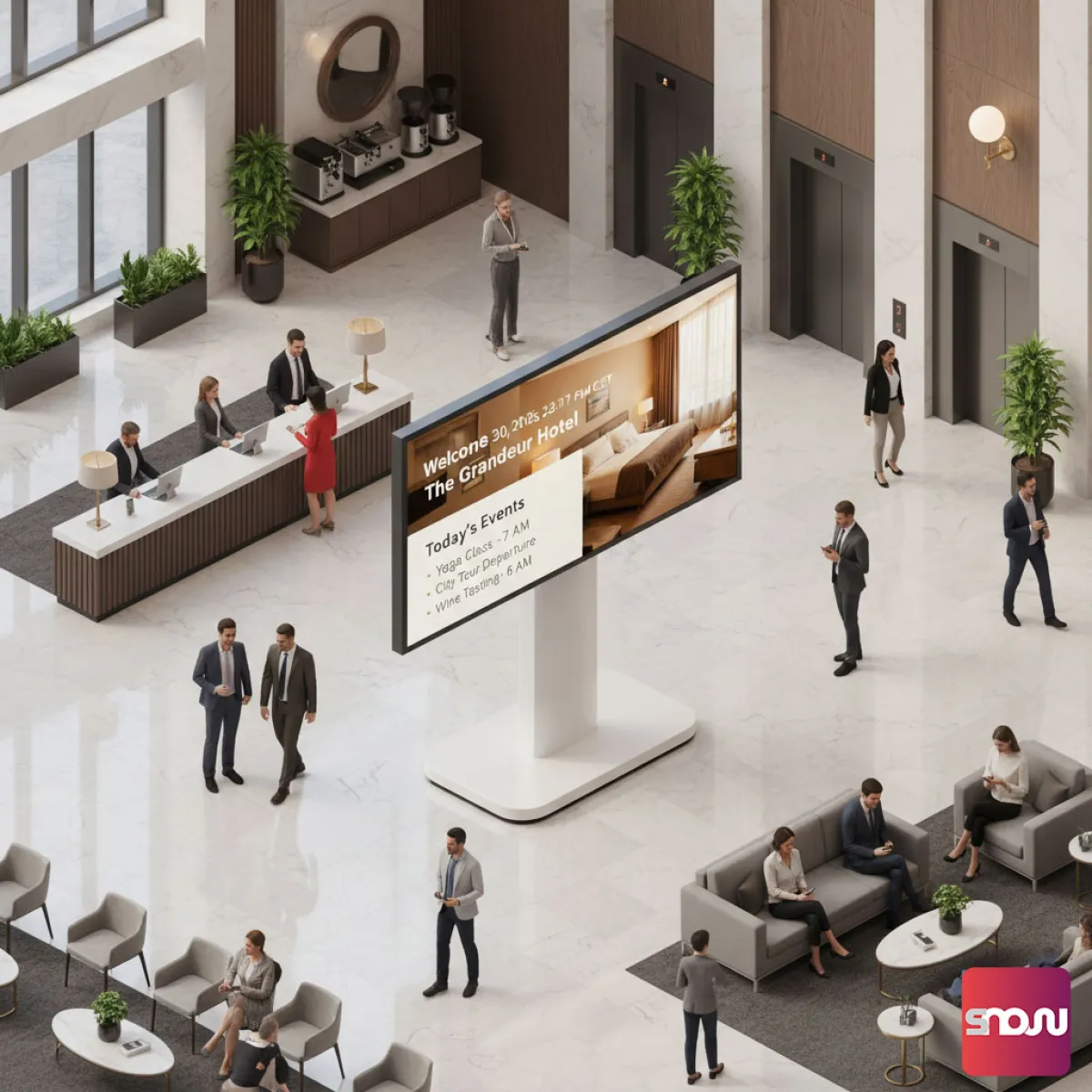 Digitale Werbung auf Hotel-Displays mit der Infoscreen Software SignageNow