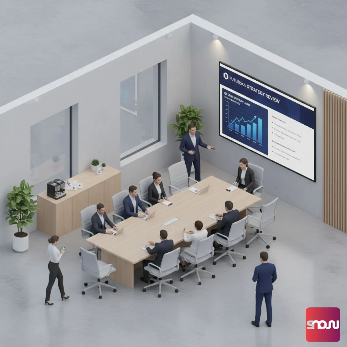 Digital Signage Software für Fernseher im Buero mit SignageNow