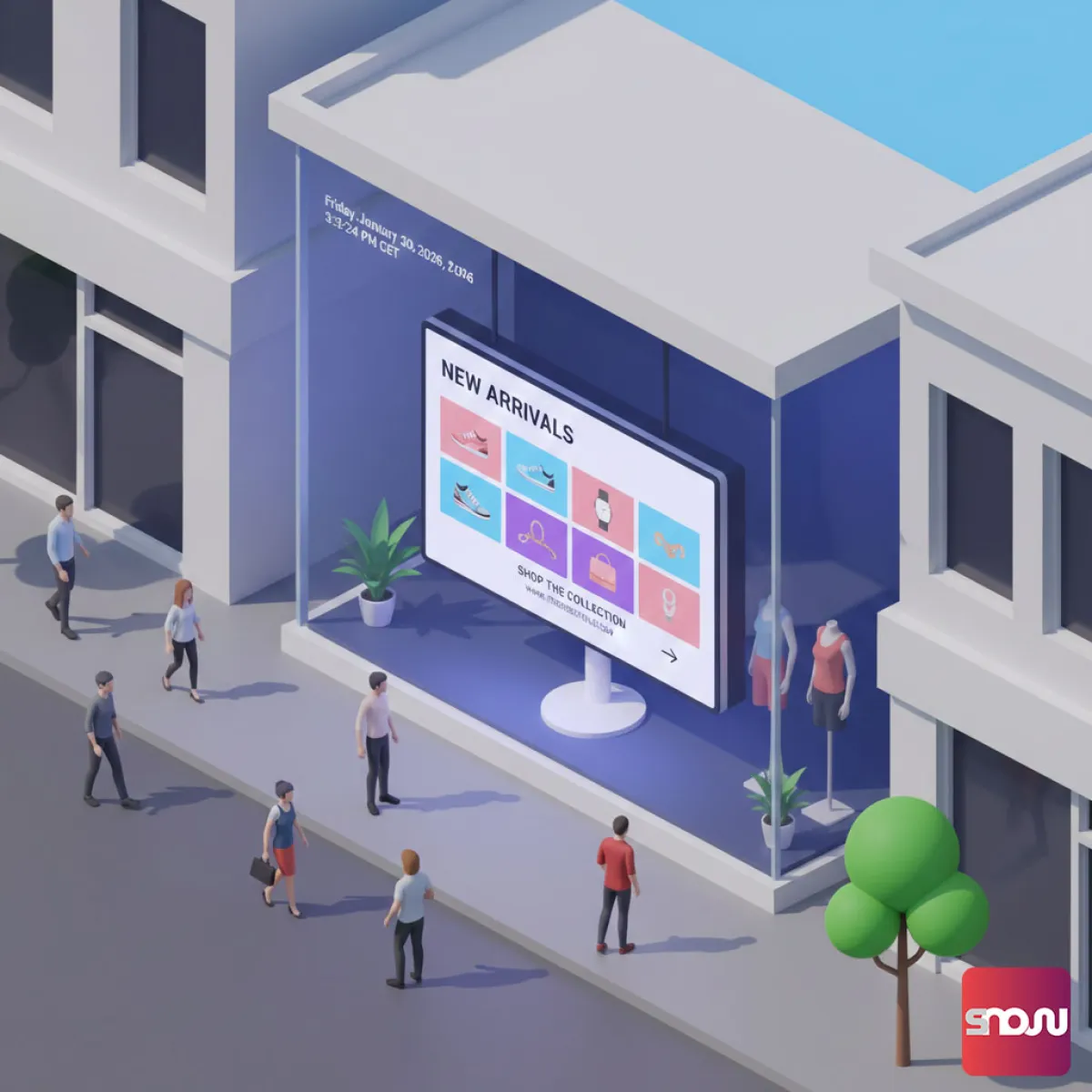 Digitale Display-Werbung in Schaufenstern mit SignageNow
