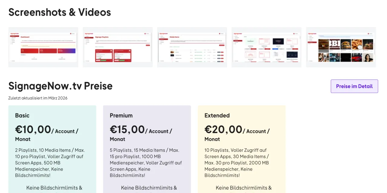 So sieht SignageNow bei OMR-Reviews aus