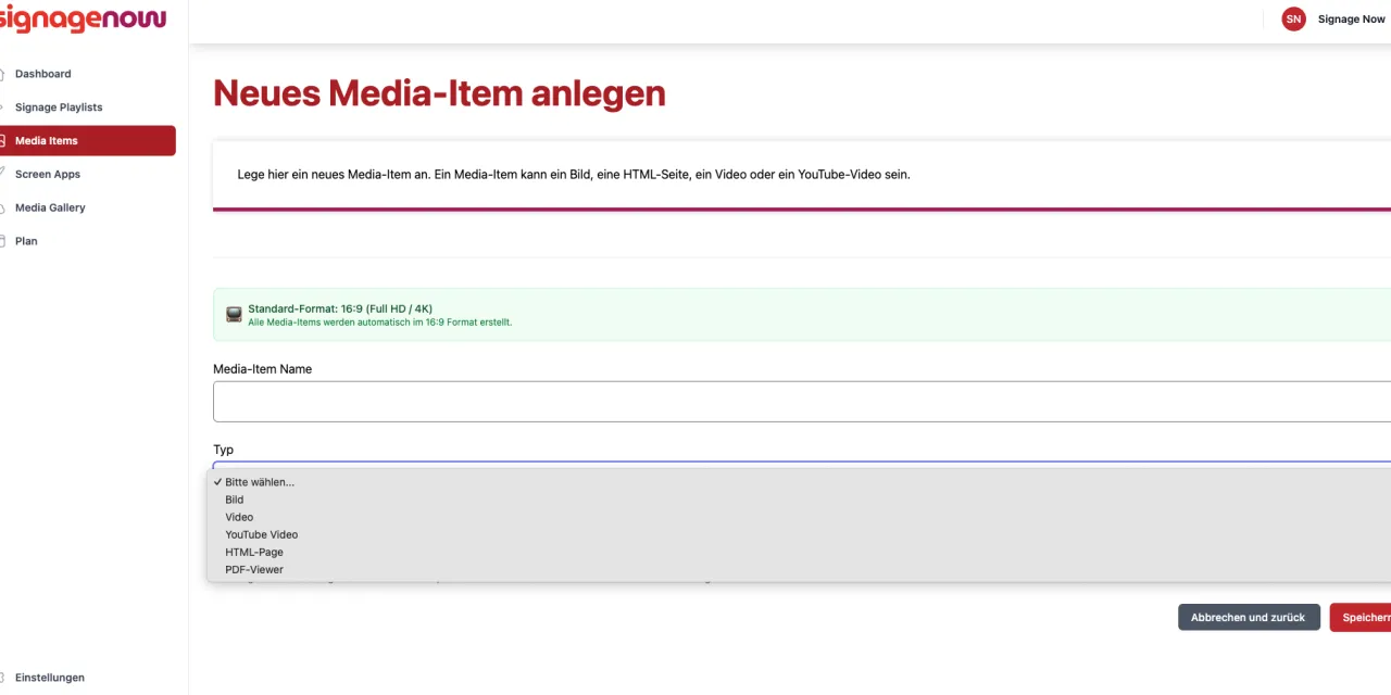 Nutze SignageNow für deine digitale Infowand