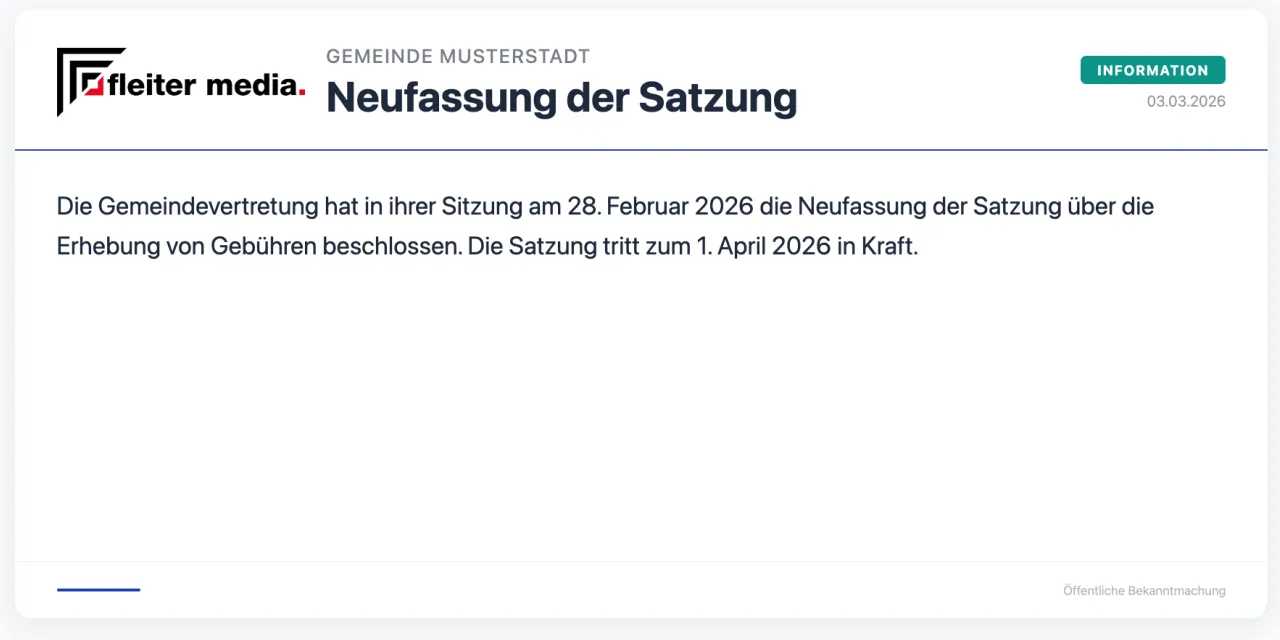 Vorlage für Aushänge und Veröffentlichungen in Bürgerbüros mit SignageNow