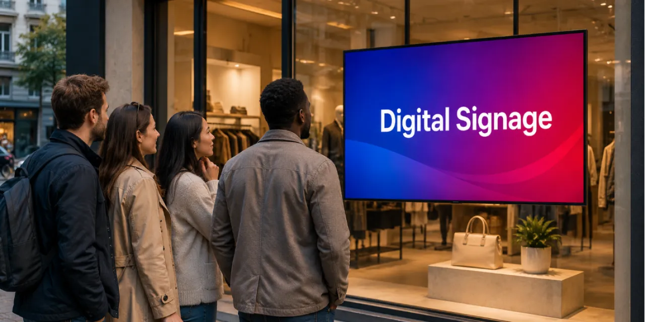 Digital signage can be used in store windows to display digital advertisements