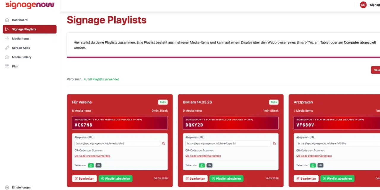 SignageNow is a free digital signage cloud software from Germany