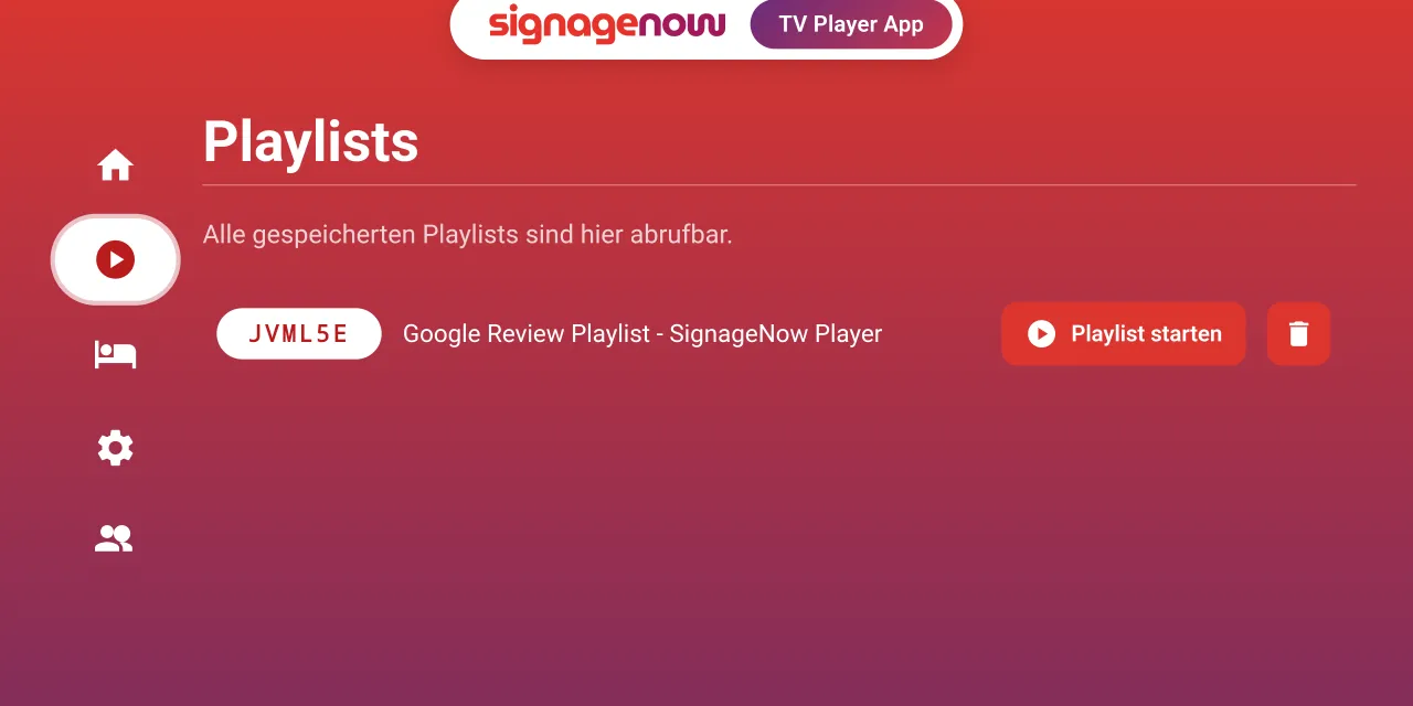 Durch die SignageNow Player App kannst du mehrere Playlist URLs speichern und schnell wiedergeben
