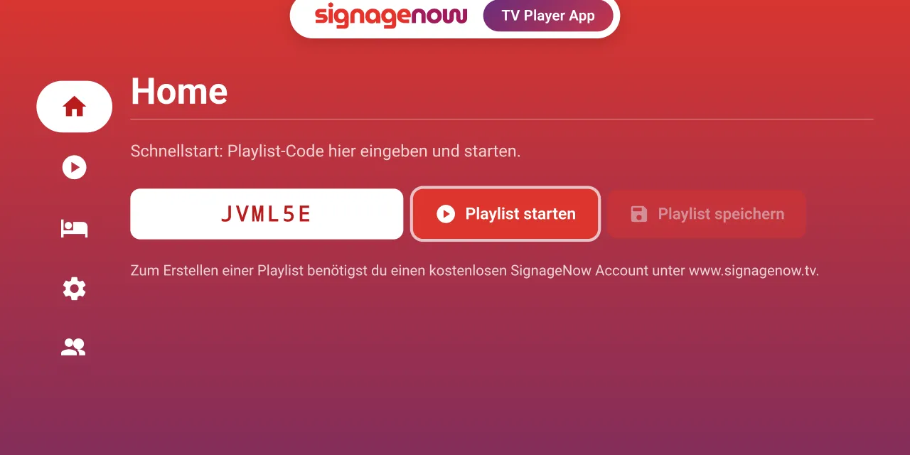 The user interface of the SignageNow app for Fire TV