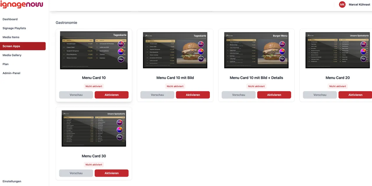 Free digital menu templates from SignageNow
