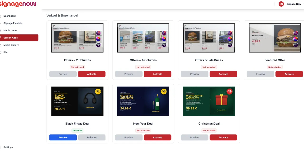 Free Templates for Digital Storefront Advertising from SignageNow