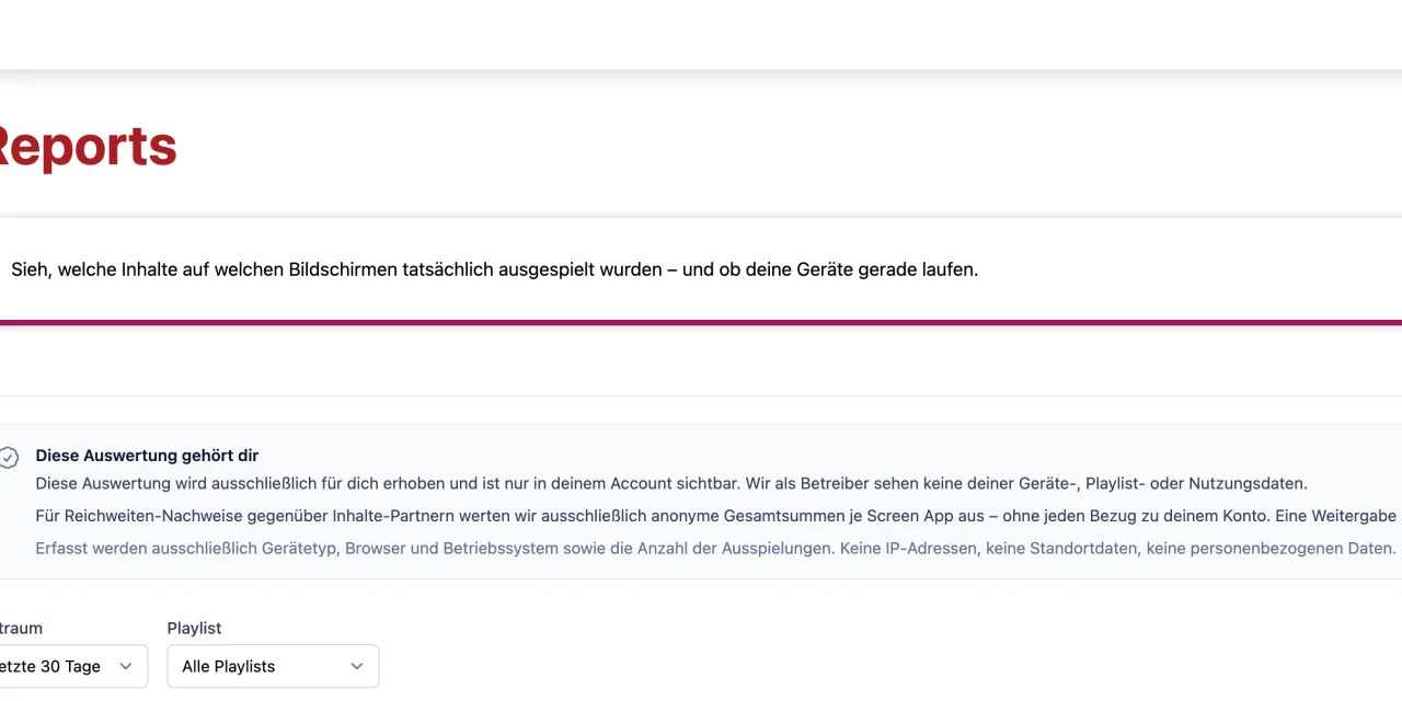 Die Performance deiner Bildschirme wird präzise gemessen, ohne jemals die Privatsphäre von Nutzern, Passanten oder Mitarbeitern zu verletzen