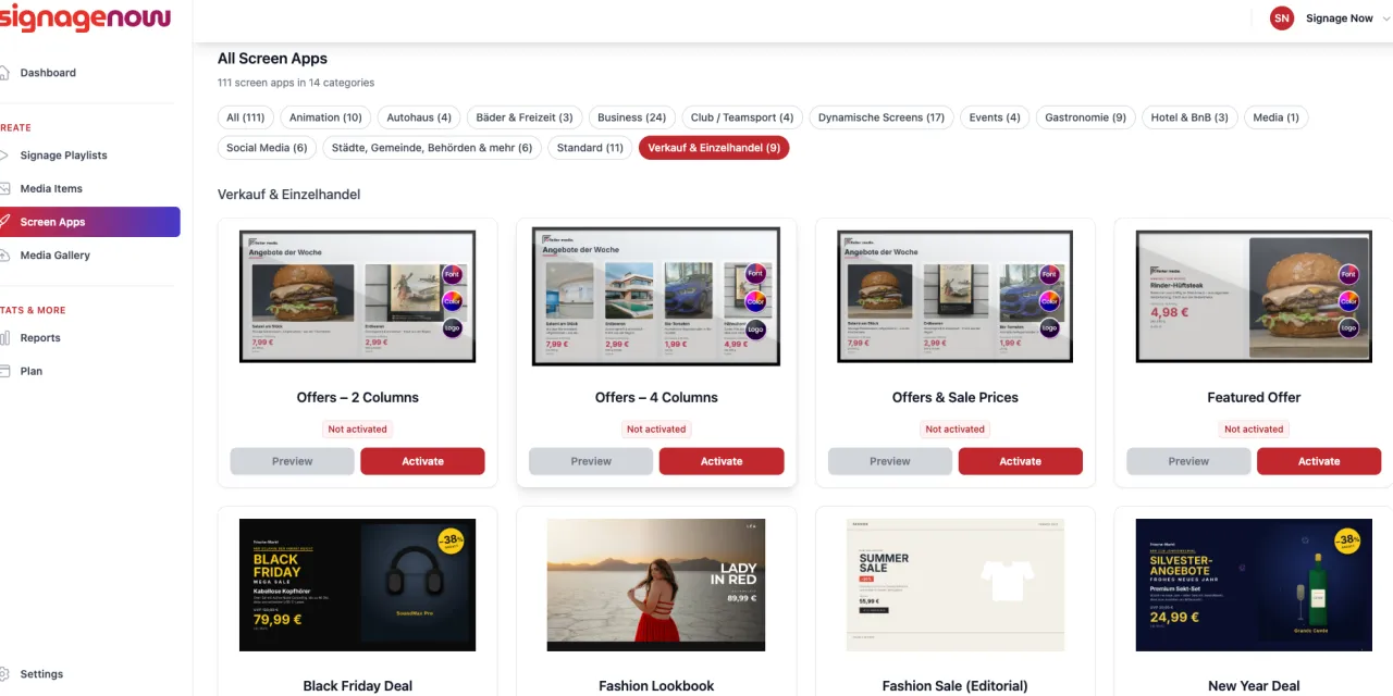 SignageNow offers free templates for waiting room TVs, digital menus, and welcome screens