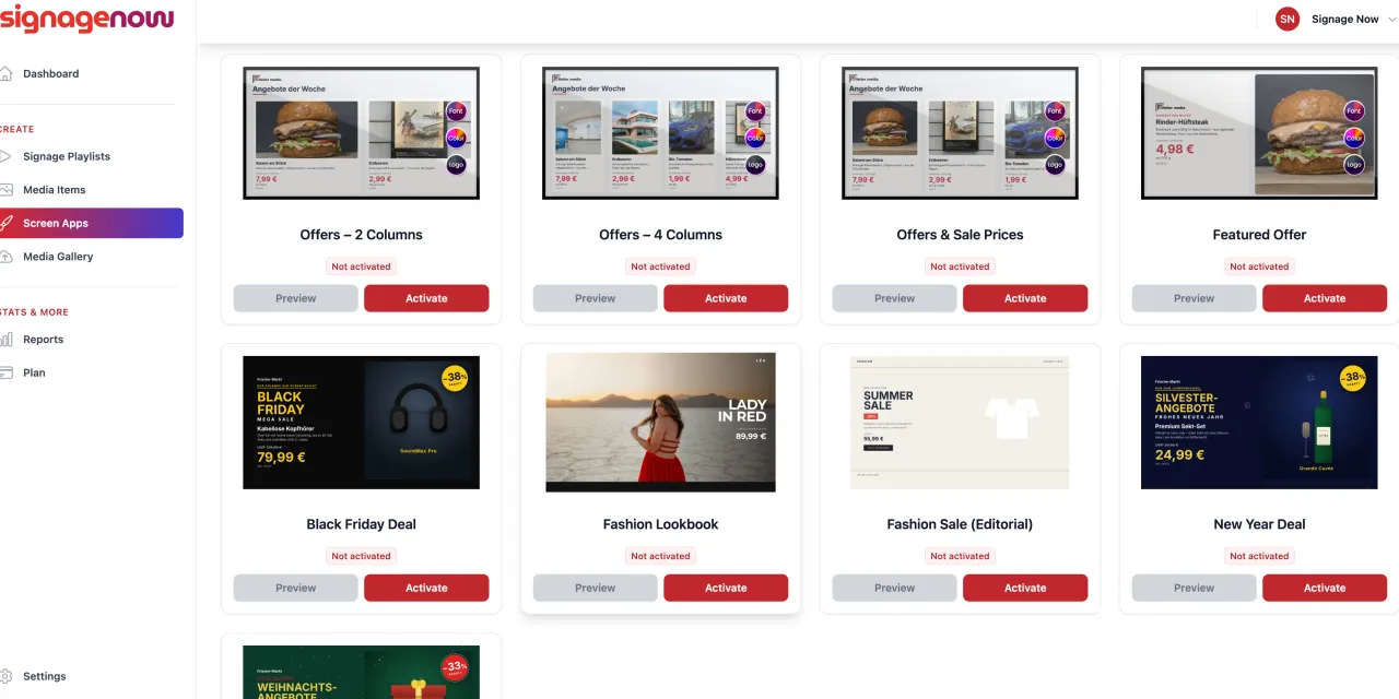SignageNow offers free templates for promotional displays in retail stores, storefronts and checkout areas
