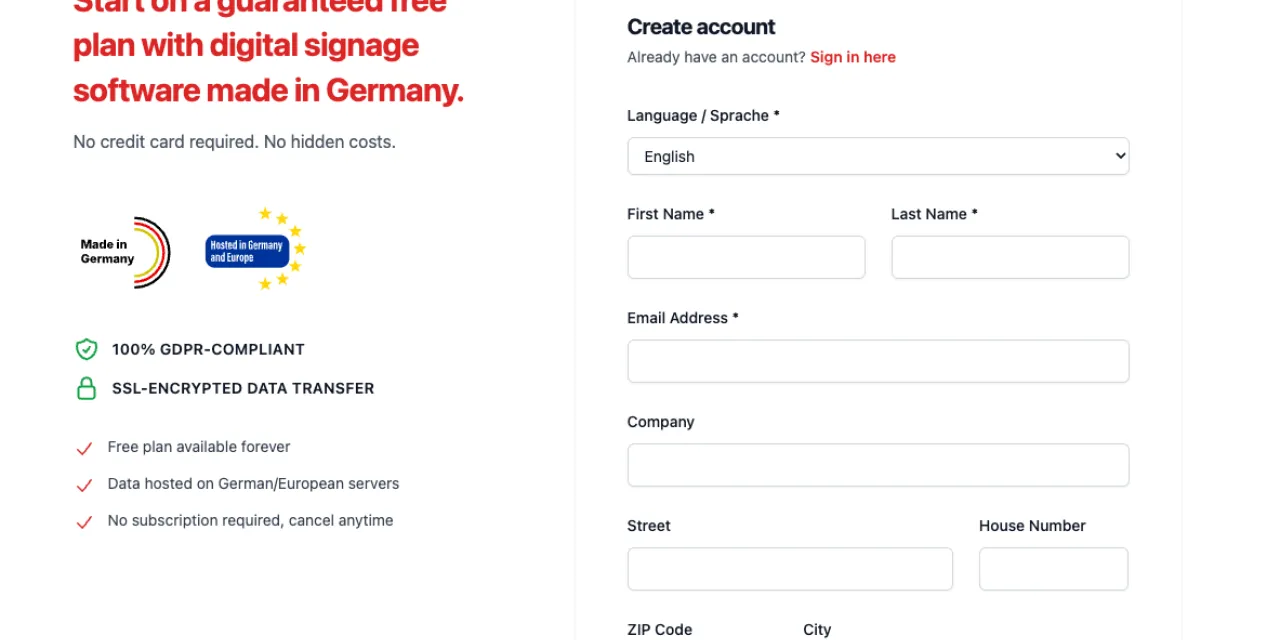 SignageNow is free digital signage cloud software from Germany