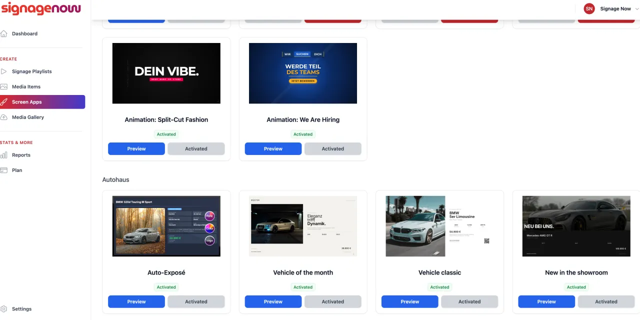 SignageNow offers free templates for digital car exposes on displays