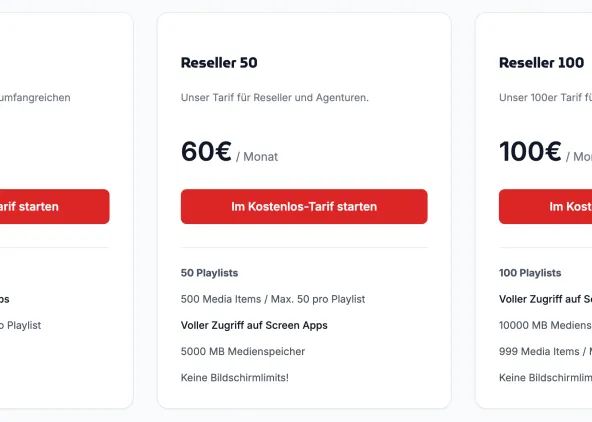 SignageNow bietet spezielle Reseller Tarife für Agenturen und IT-Systemhäuser