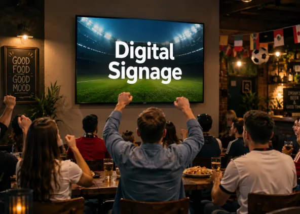 Use digital signage software to display ads and promotions during a live stream of a soccer game
