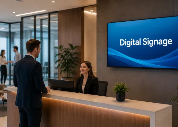 How do I use digital signage software for the reception/welcome screen?