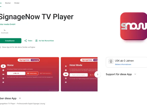 Download the free digital signage app for Android TV from the Google Play Store