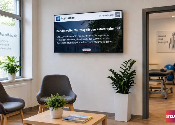 Digital Signage in der Physiotherapie-Praxis nutzen für Nachrichten, Wetter und Stellenangebote