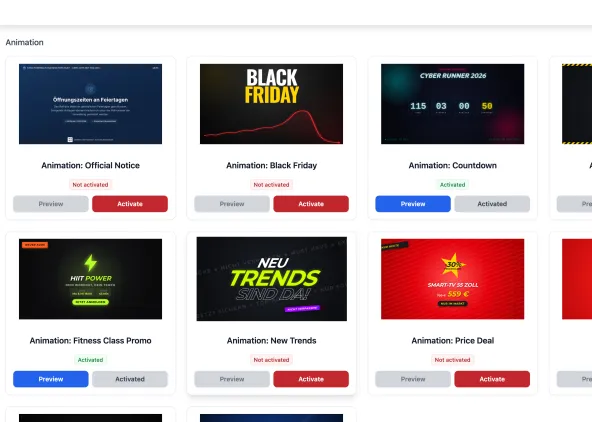 Free and animated digital signage templates from SignageNow