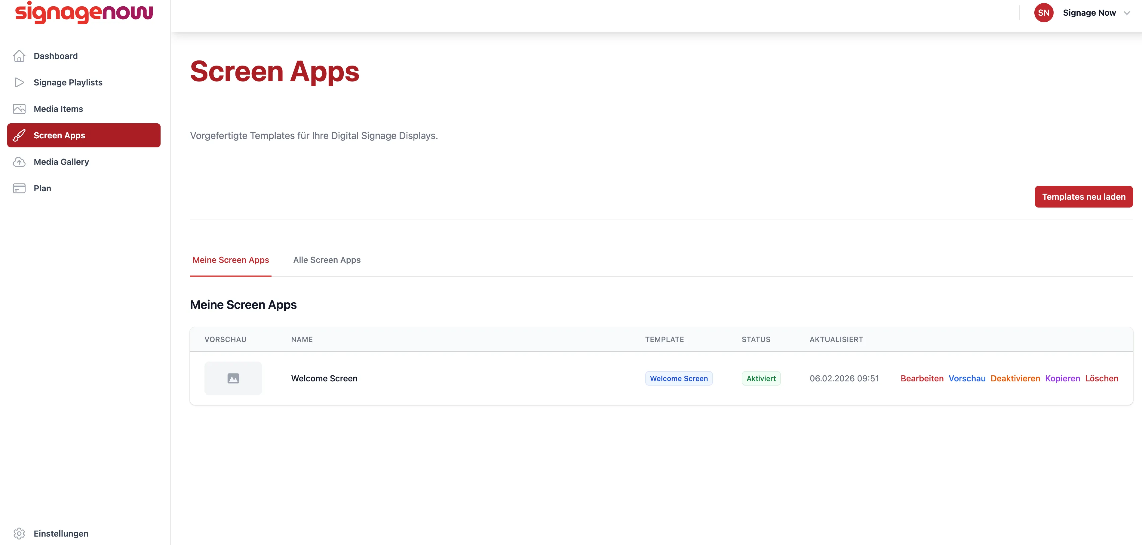 Du kannst alle Screen Apps von SignageNow personalisieren