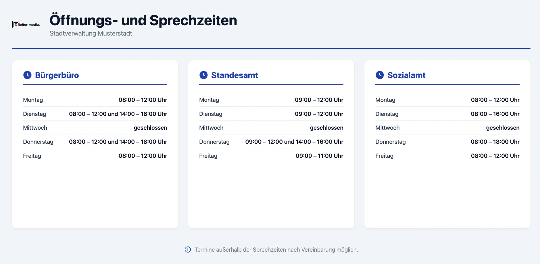 Öffnungszeiten auf Display anzeigen mit SignageNow