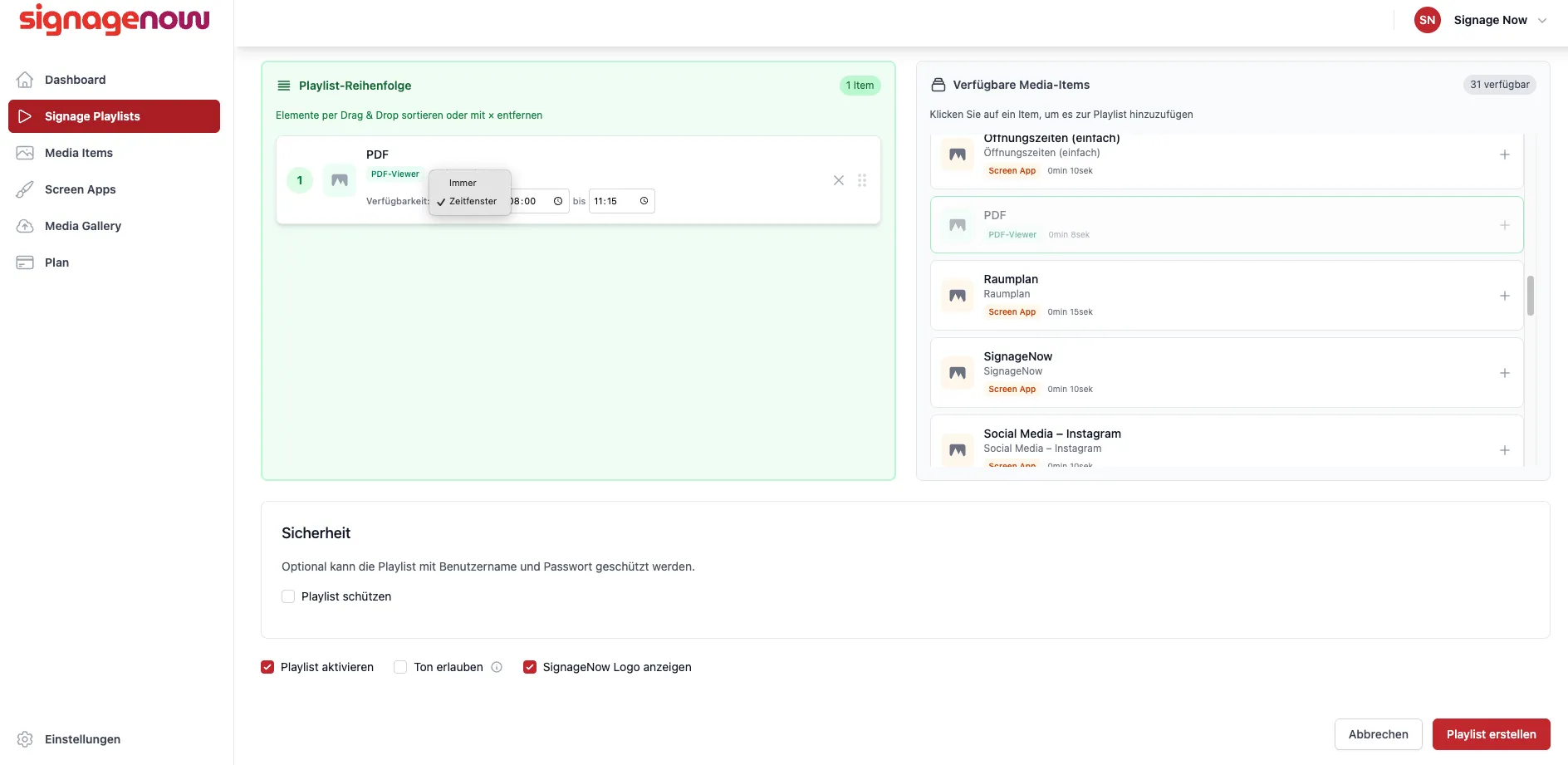 Time-Scheduling für dein digitales Schaufenster mit SignageNow