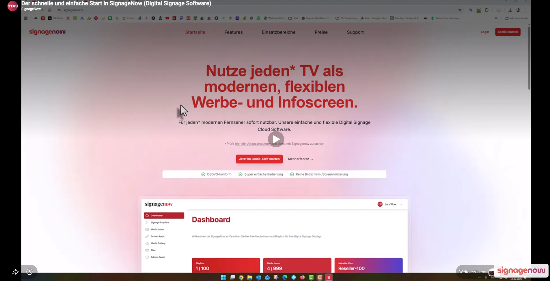 YouTube Videos bei Digital Signage anzeigen mit SignageNow
