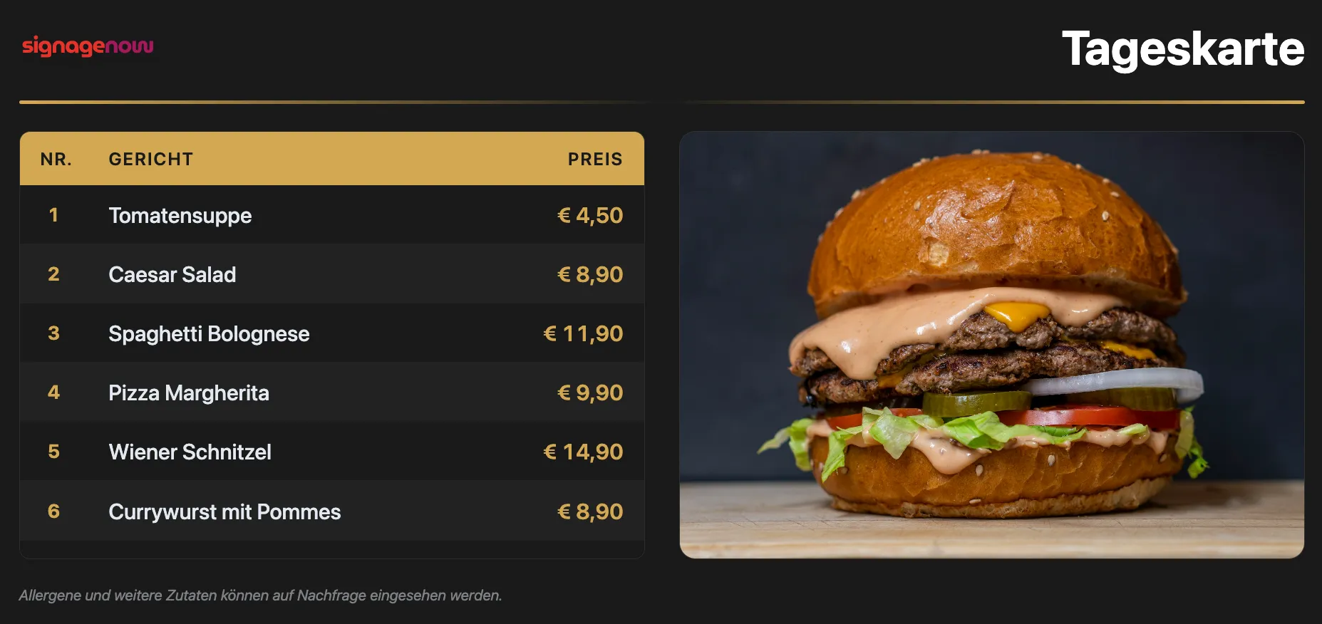With the digital signage cloud software SignageNow, you can create your own digital menus
