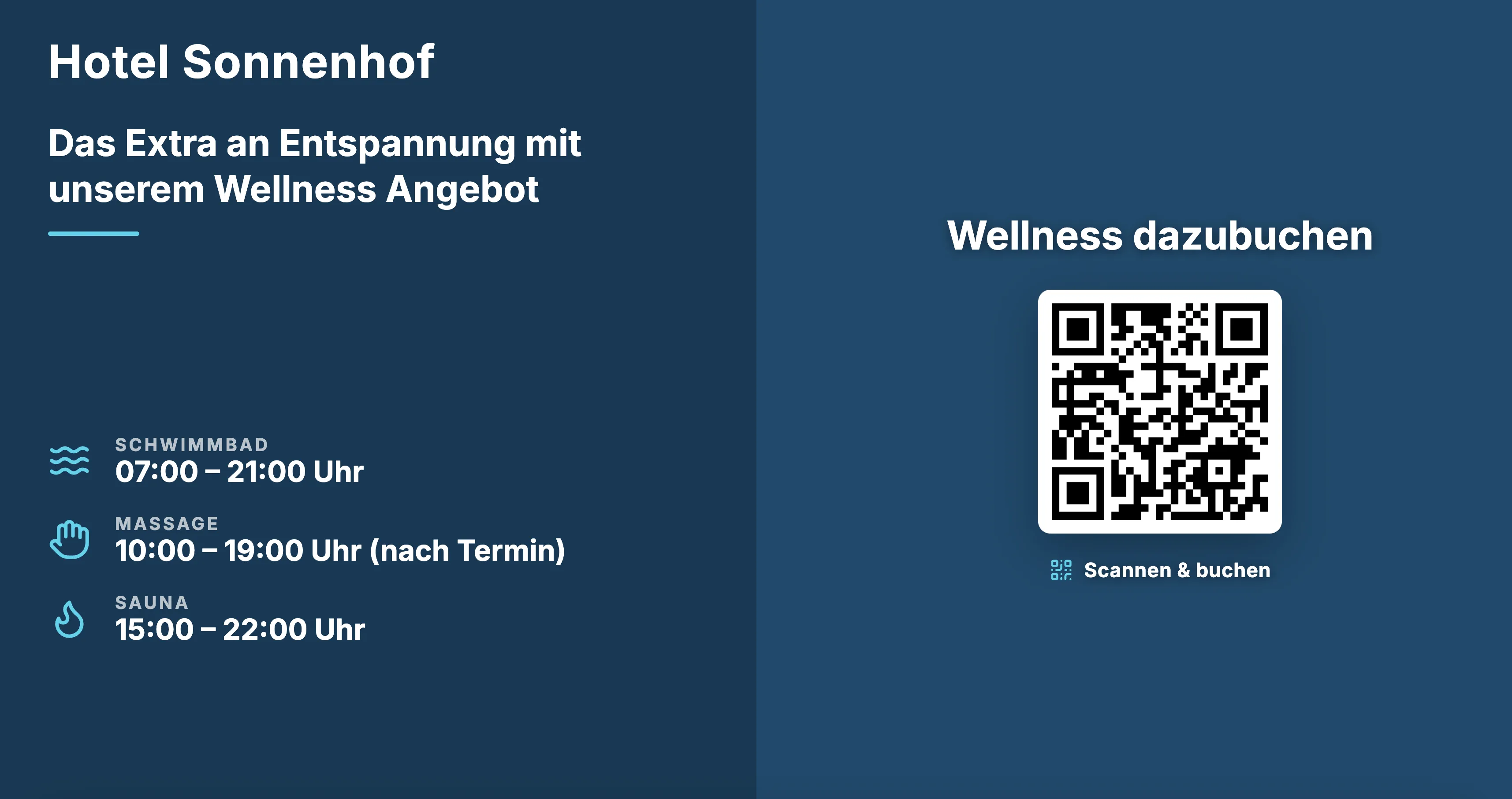 Aktuelle Angebote und Öffnungszeiten im Hotel digital anzeigen mit SignageNow