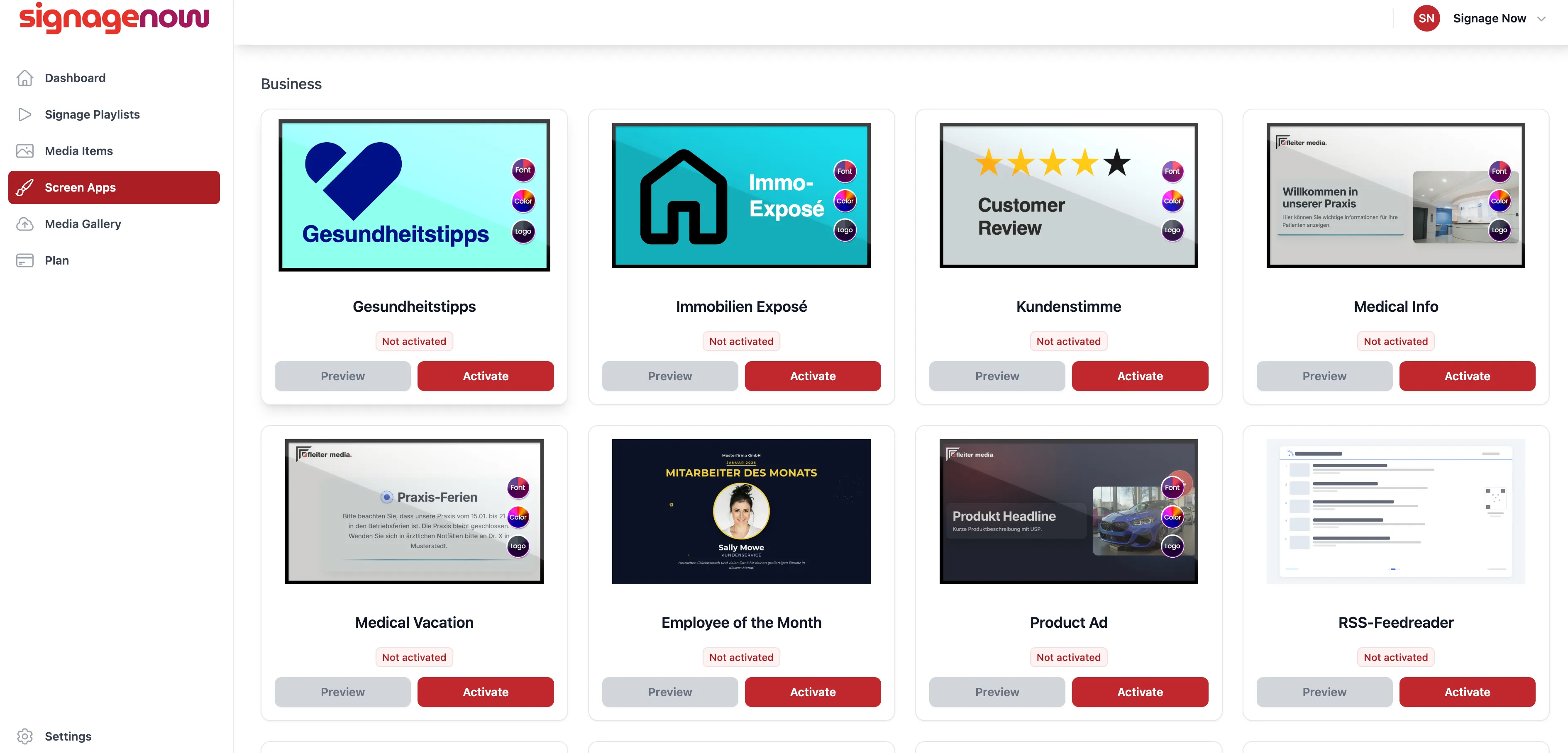 Free templates for digital storefronts from SignageNow