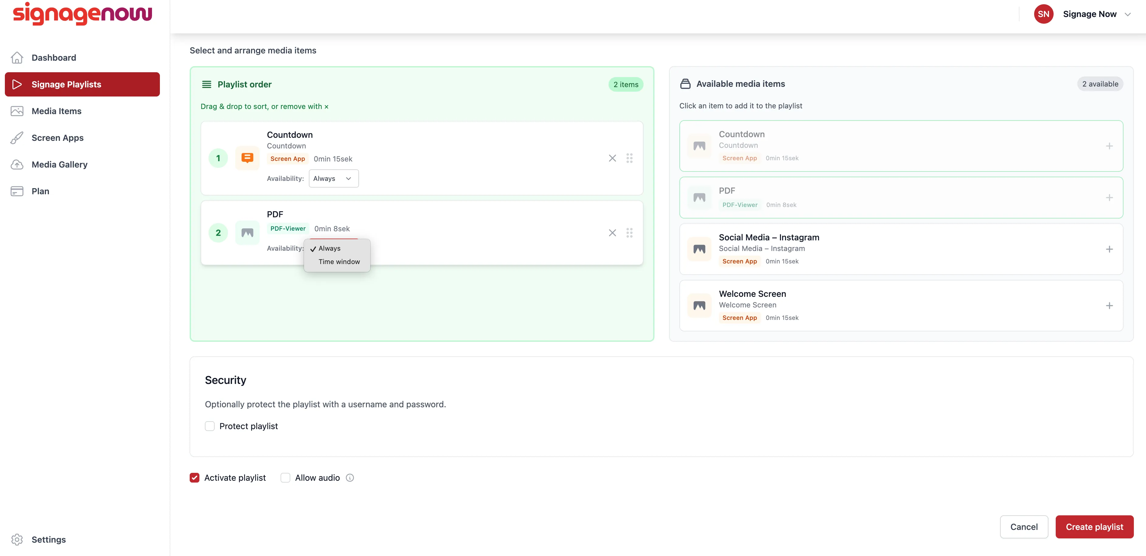 Schedule content for your digital storefront with Cloud Software SignageNow