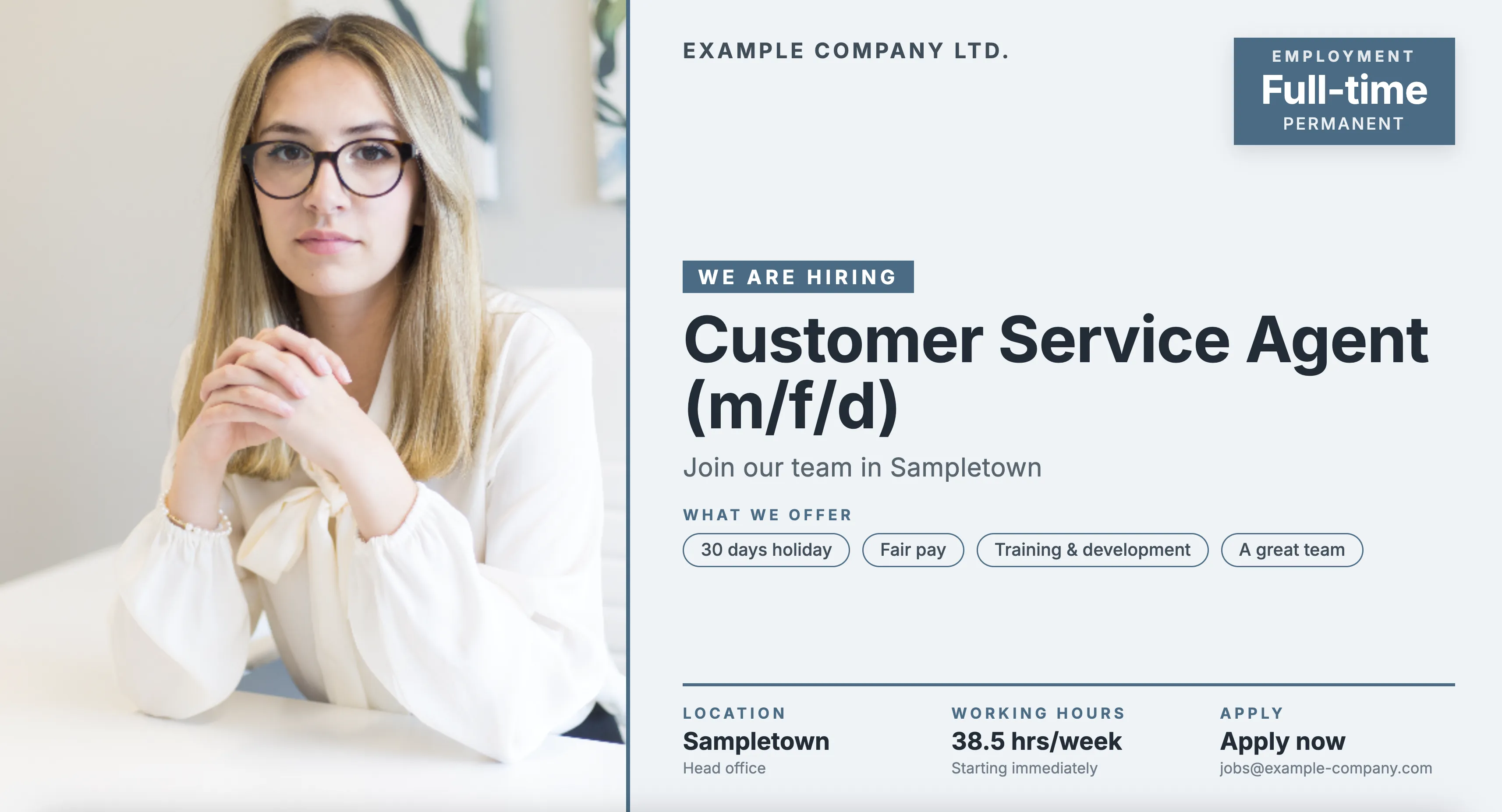 Job openings template for digital signage displays in city centers