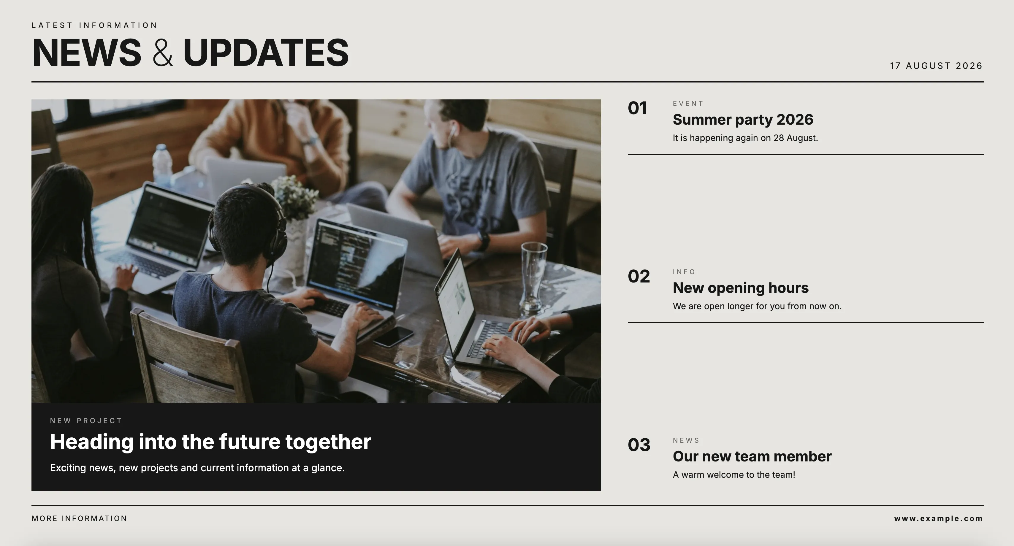 Free template for your digital bulletin board from SignageNow