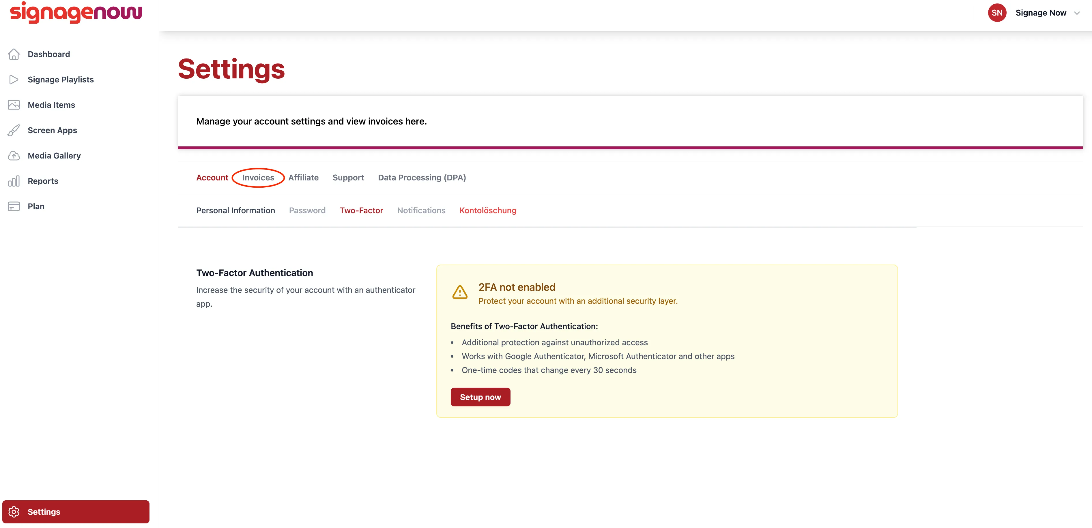 Here's how to view your invoices on SignageNow