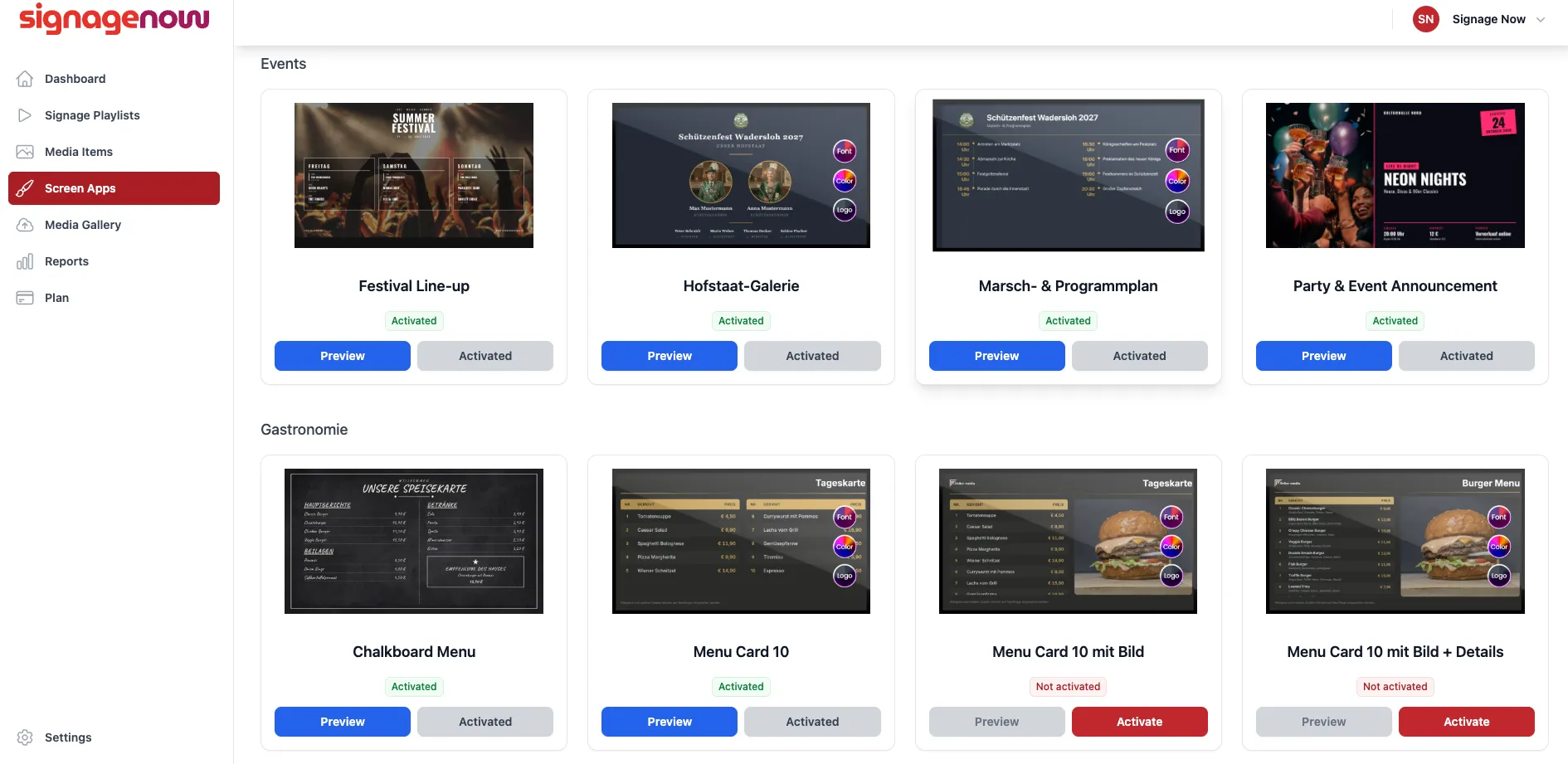 Digital Signage Templates for Shooting Festivals and Digital Menu Boards
