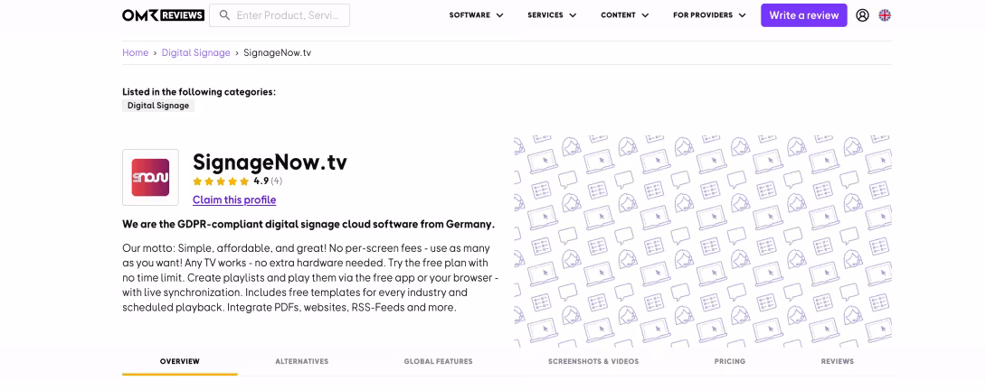 SignageNow is the best rated Digital Signage Software at OMR Reviews - We'd love your feedback